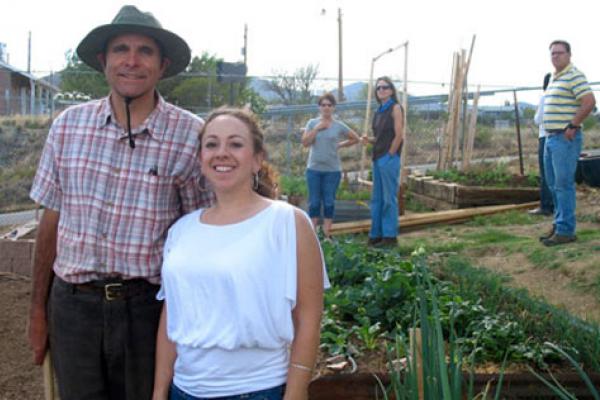 Gardening in Dewey-Humboldt, Arizona. From left to right: Bart Brush, Monica Ramirez, Danielle Carlin, Sandy Geiger and Rob Root.